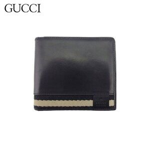 GUCCI Bifold Wallet Sherry Line Beige Leather Authentic Used
